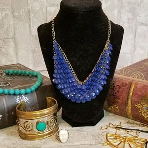 Blue Bead Statement Necklace